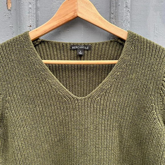 J. Crew Mercantile Green Cotton V Neck, size Small - Picture 6 of 12